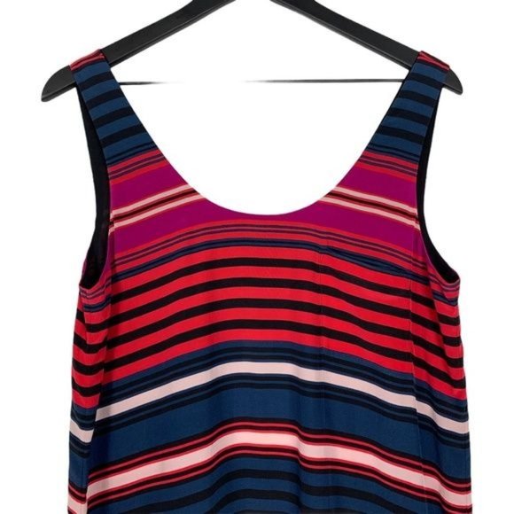 NWT Caviar Joie Dawna Multicolored Striped 100% Silk Tank Dress Size XS - Picture 4 of 11